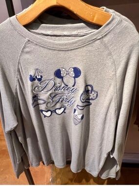 Disney Parks Disney Girly Long Sleeve Gray Top Size XL NWT